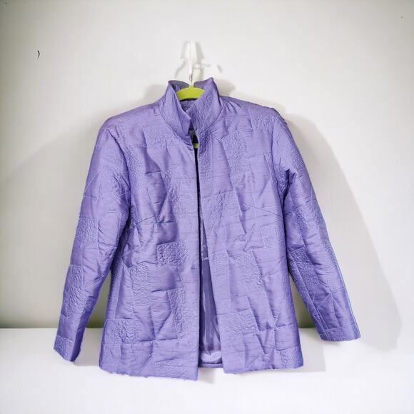 Design Exchange Quilted Lavender Amethyst 100% Silk Jacket Blazer Coat Small - Picture 7 of 7
